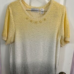 Alfred Dunner Sparkling Ombre Yellow White Top